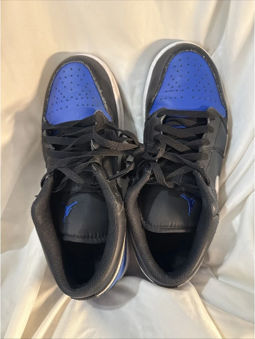 Nike Air Jordan 1 Low Royal Toe Black Blue White 553558-042 Mens 8.5